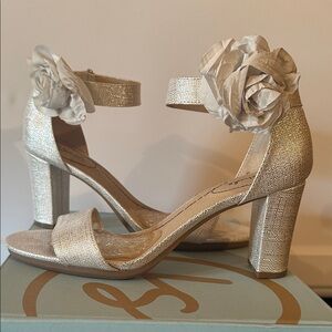 Life Stride Silver Heels with Floral Detail